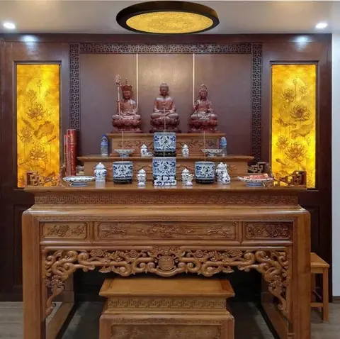 Mẫu phòng thờ đẹp hút tài lộc – hợp phong thủy 2024