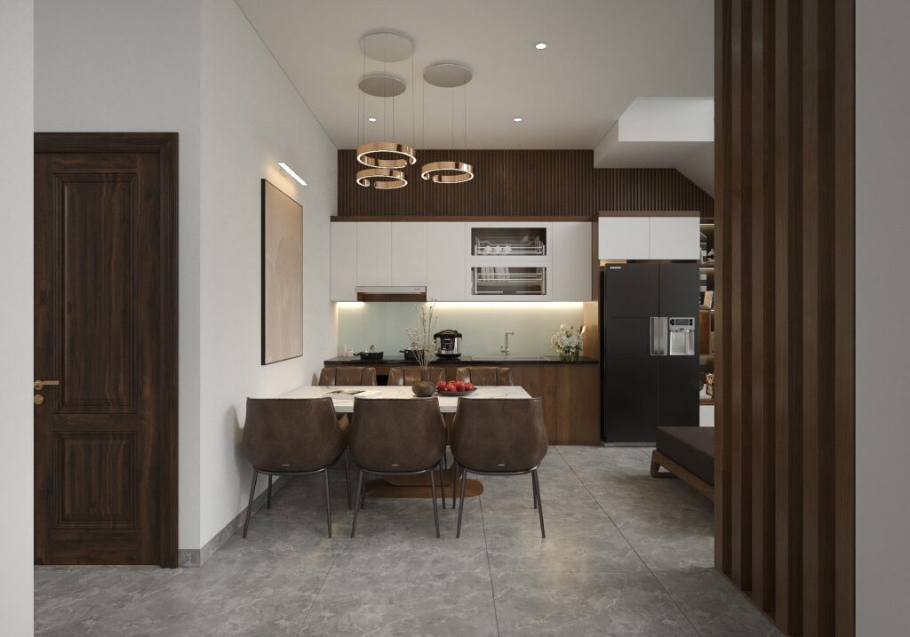 Tủ bếp chữ I phù hợp với những căn hộ có diện tích nhỏ hẹp